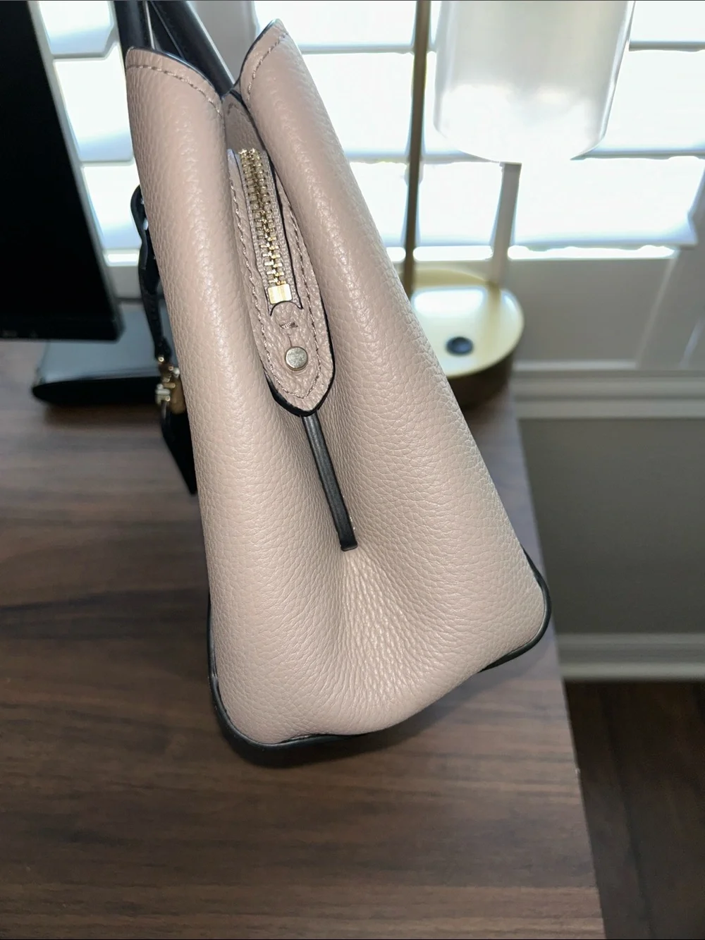 kate spade Pebbled Leather Tote Taupe Leather with Black Trim - Picture 6 of 13